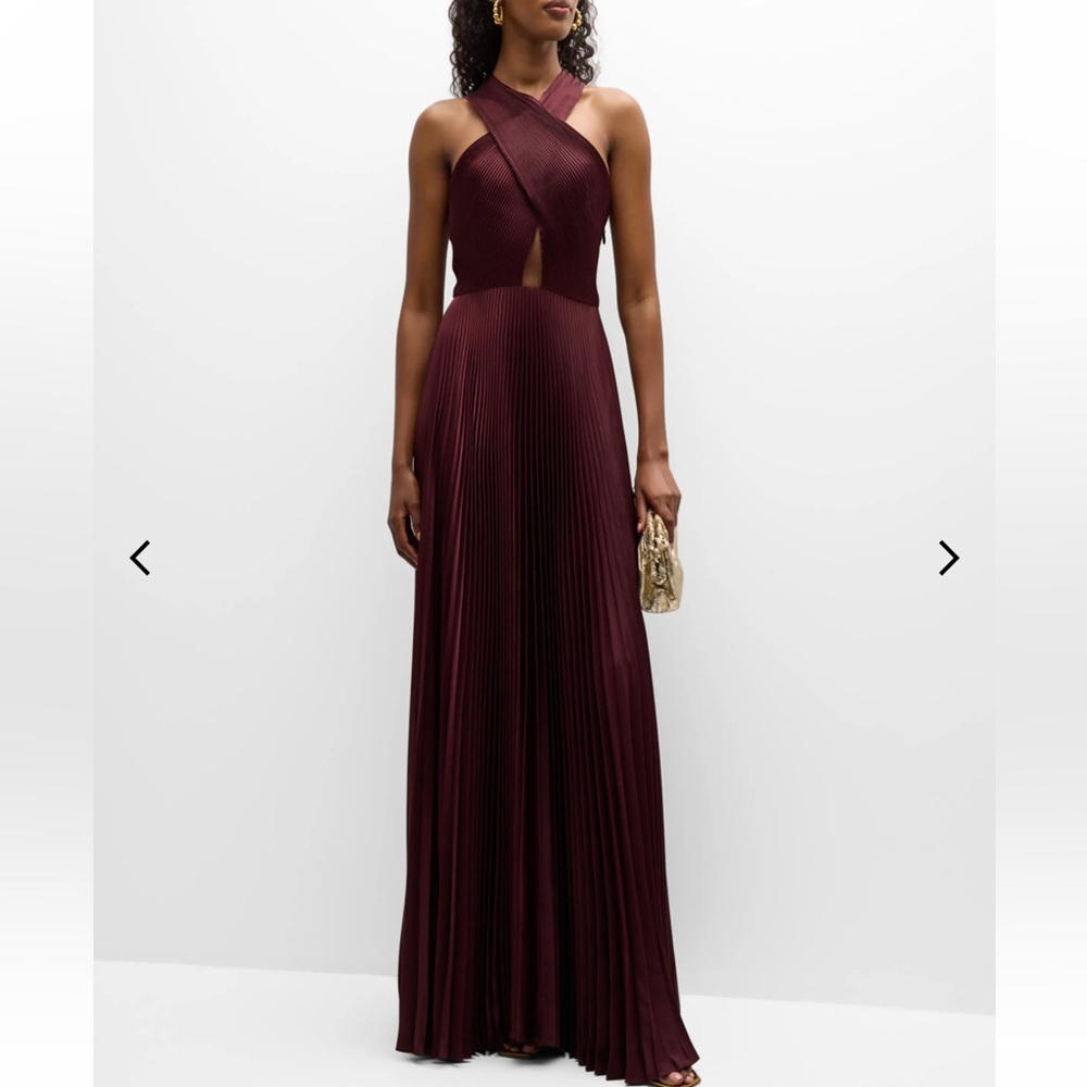 NWOT A. L. C. Pleated Halter A-Line Maxi Dress - Picture 2 of 10